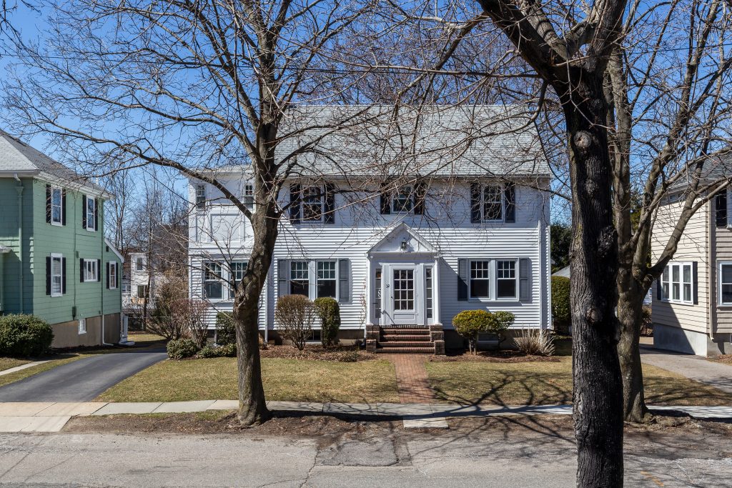 White Siding House in Belmont MA