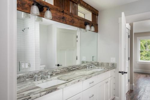 Bathroom Mirror and Wood Detail Contemporary Design Sherborn MA