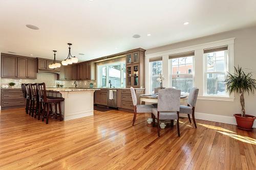 Kitchen and Dining Room Bright Belmont MA Contemporary Design