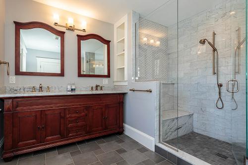 Bathroom Mirrors and Shower Bright Belmont MA Contemporary Design