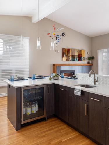 Kitchen with Mini Fridge Contemporary Design Newton MA