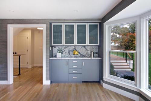 Bar in Dining Room Contemporary Design in Weston MA